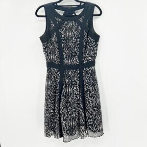 Banana Republic Women's Black Sleeveless Printed Mini Skater Dress Size 6